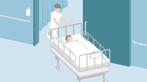 イメージ：電源をOFFで、ベッドごと病室から移動